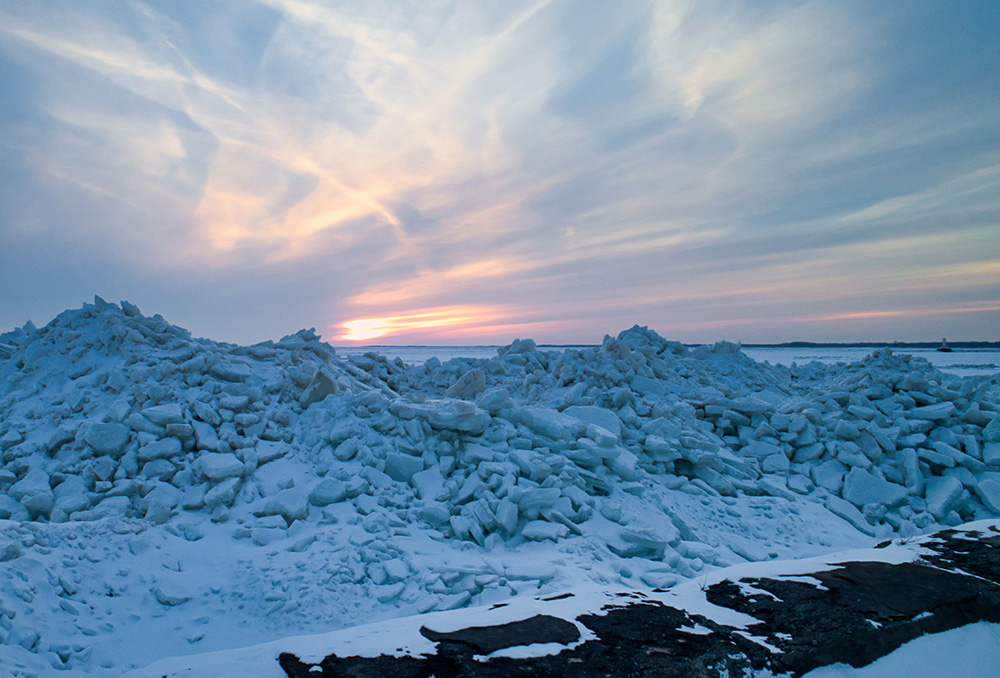 Buffalo Ice Photography Harbor Sunset