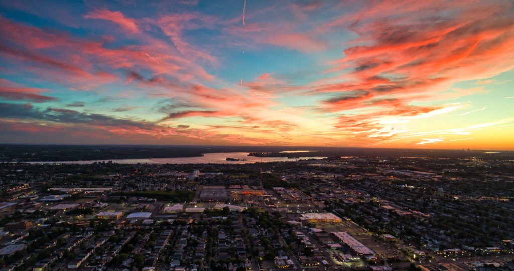 Buffalo NY Aerial Sunset Photography